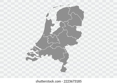 Netherlands Map grey Color on White Background  Png