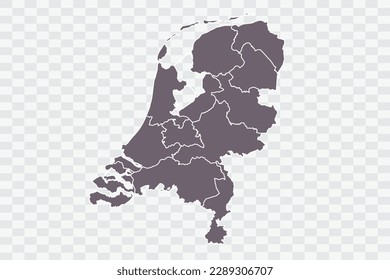 Netherlands Map Grey Color on White Background quality files Png