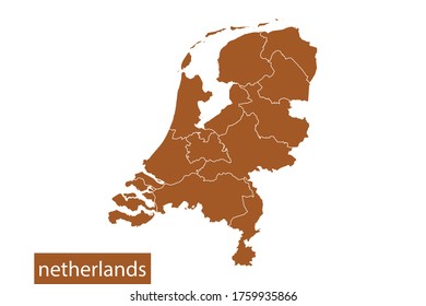 netherlands map High Detailed on white background. Abstract design vector illustration eps 10. Orange color.