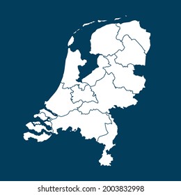 Netherlands map High Detailed on green background. white color . Abstract design vector illustration eps 10