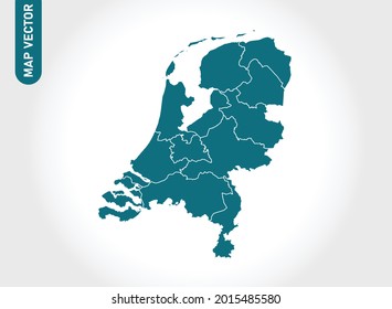 Netherlands map High Detailed on white background. Abstract design vector illustration eps 10