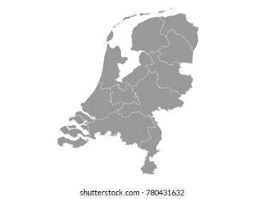 netherlands map. High detailed map of netherlands on white background. Vector illustration eps 10.