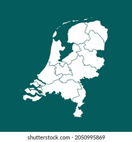 Netherlands map High Detailed. white color. on green background. Abstract design vector illustration eps 10