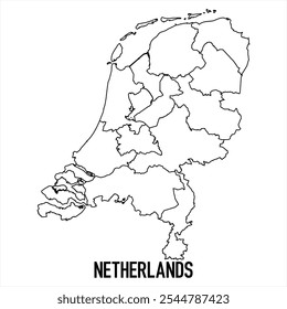 netherlands map icon isolated on white background. Outline map. Simple line icon. Vector illustration