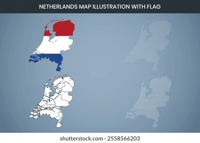 Netherlands Map Illustration with Flag