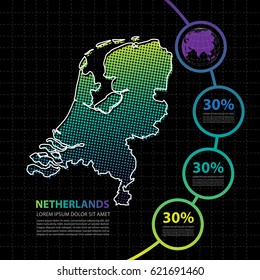 Netherlands map infographic design template
