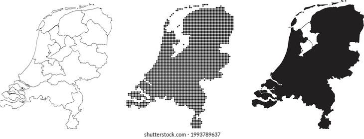 Netherlands map isolated on a white background.