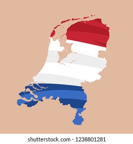 Netherlands map with national flag. flat, icon, vector illustration