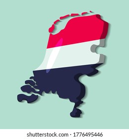 netherlands map with netherlands national flag inside vector illustration