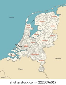 Netherlands map with neighbouring countries. Vector illustration