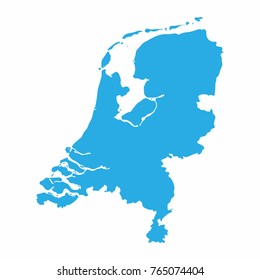 Netherlands map on blue background, Vector Illustration