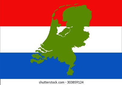 Netherlands map on a flag background