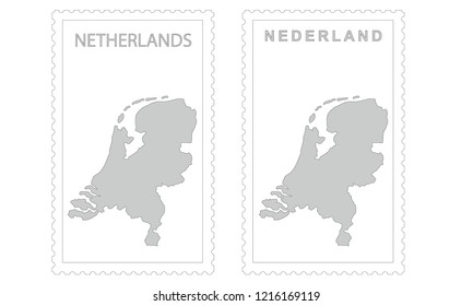 Netherlands map on the postage stamp vector
