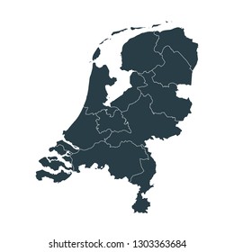 Netherlands map on White background vector, Netherlands Map Outline Shape Gray on White Vector Illustration, High detailed Gray illustration map Netherlands.