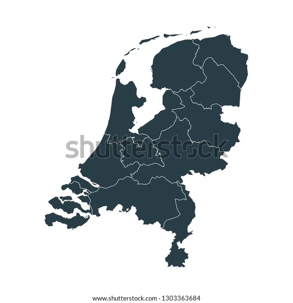 白い背景にオランダの地図 白いベクターイラストにオランダの地図の輪郭の形状グレー 高詳細なグレーイラストマップオランダ のベクター画像素材 ロイヤリティフリー