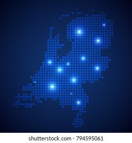 Netherlands map page symbol for your web site design Netherlands map logo, app, UI. Wire frame 3D mesh polygonal network line, design sphere, dot and structure. Netherlands map vector illustration.