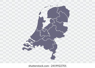 Netherlands Map pewter Color on White Background quality files Png