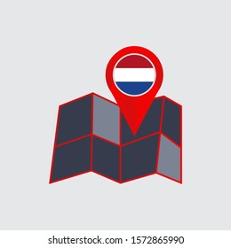 Netherlands map pins are isolated by country flag