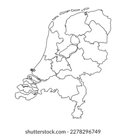Netherlands map with provinces. Vector illustration.