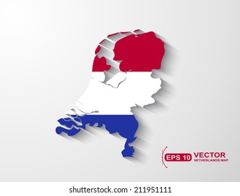 Netherlands map with shadow effect