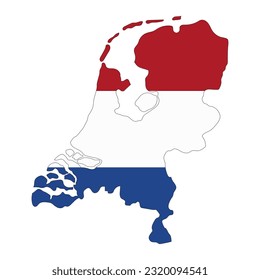 Netherlands map silhouette with flag isolated on white background