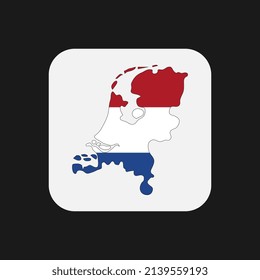 Netherlands map silhouette with flag on white background