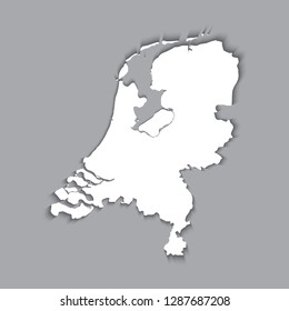 Netherlands map silhouette with shadow effect. EPS10 vector with transparency organized in layers for easy editing.