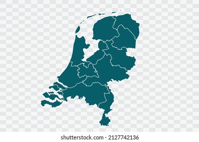 Netherlands Map Teal Green Color on Backgound png