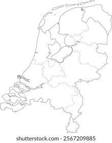 Netherlands map vector. Map of administrative divisions of Netherlands.