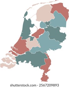 Netherlands map vector. Map of administrative divisions of Netherlands.