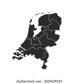 Netherlands map vector, dark color.isolated on transparent background. 