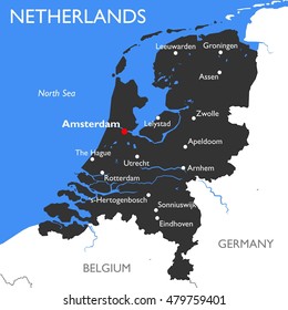 Netherlands map | Vector detailed color Netherlands map