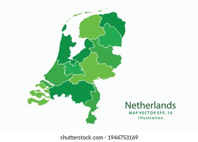 Netherlands map. Vector eps10. green color. on white backgrounds.