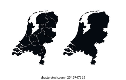 Netherlands Map vector icon. Map of Netherlands Black Silhouette.