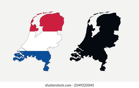 Icono de Vector de mapa de Países Bajos. Mapa de Países Bajos en colores de Bandera.