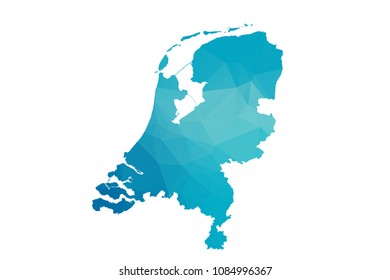 Netherlands map vector illustration in polygonal style,Low poly design on white background