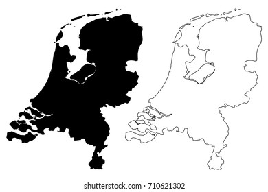 Netherlands map vector illustration, scribble sketch Holland map