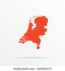Netherlands map vector, isolated on white backgrounds. Lush Lava map template, flat earth.