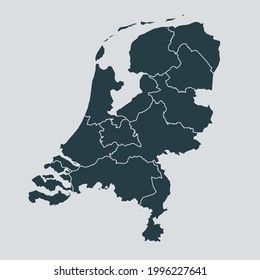 Netherlands map vector, isolated on gray background
