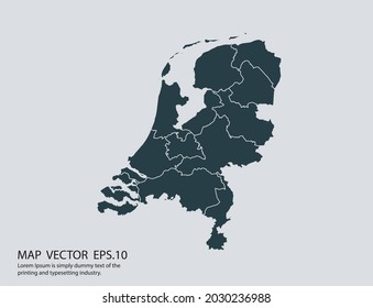 Netherlands map vector, isolated on gray background