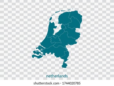 netherlands map vector, isolated teal color on transparent background