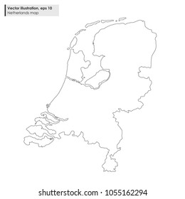 netherlands map vector line illustration on white background