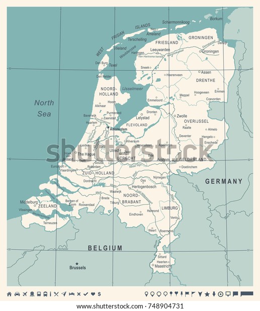 Netherlands Map Vintage Detailed Vector Illustration Stock Vector (Royalty Free) 748904731 ...