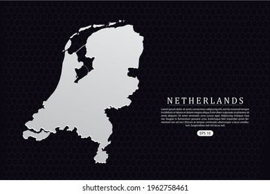 Netherlands Map - World Map International vector template with White Color isolated on hexagon background - Vector illustration eps 10