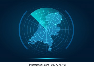 Netherlands Map - World Map International vector template with futuristic circle radar style HUD, GUI, UI interface isolated on blue background for design, infographic - Vector illustration eps 10