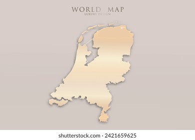 Netherlands Map - World map International vector template with 3D, gold luxury design including shadow on bright background for design, education, website, infographic - Vector illustration eps 10