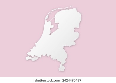 Netherlands Map - World map International vector template with paper cut style including shadow and white color on pink background for design, education, website - Vector illustration eps 10