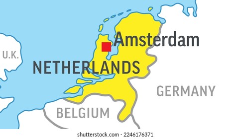 Netherlands Map. Zoom on World Map. Vector Illustration