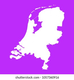 Netherlands map-White map on purple background. Each city and border has separately. Vector illustration eps 10.