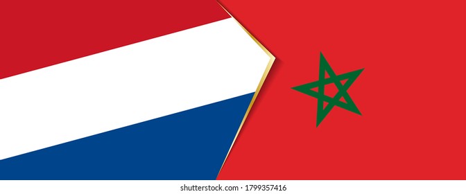 Netherlands and Morocco flags, two vector flags symbol of relationship or confrontation.